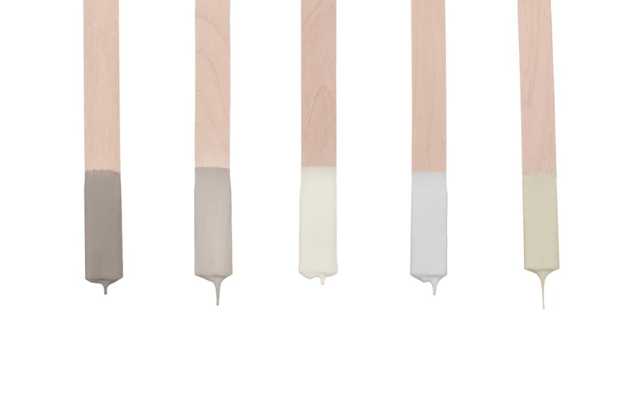 5 tester sticks dipped in Zhoosh paint