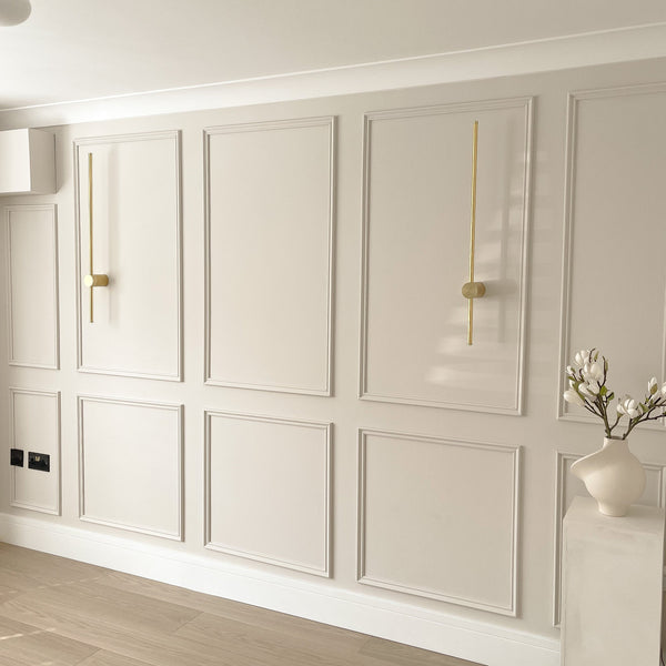 Minimalist, modern bedroom decorated in Moonglow, a cream beige paint from Zhoosh.