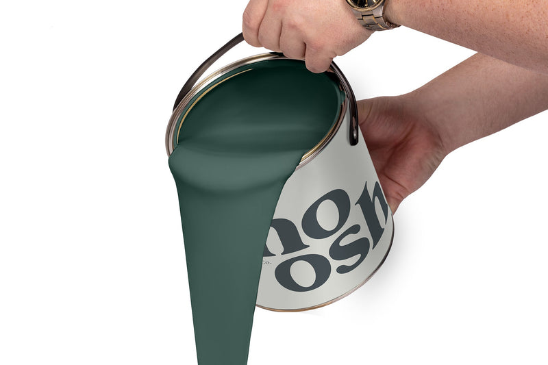 A person pours Hip Hop Green paint from a tin